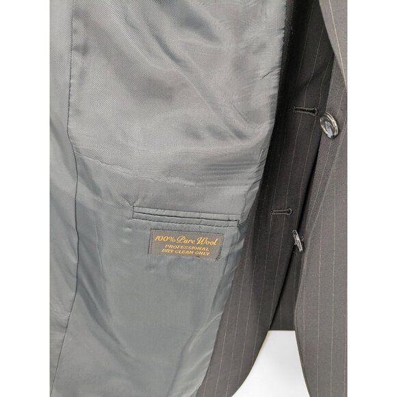 Jeffrey Banks Pinstriped 100% Wool Blazer Jacket Men Size 46L Two Button Office - Picture 7 of 13